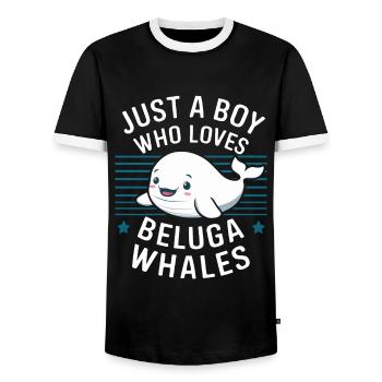 Beluga Wal Ozean Belugas Wale - Männer Kontrast-T-Shirt - Schwarz/Weiß - Vorne - AI Model Female 172 light (172cm) & AI Model Male 178 light (178cm)