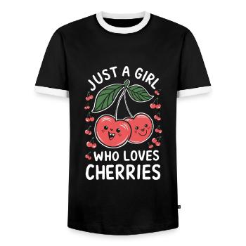 Kirsche Kirschen Früchte Essen - Männer Kontrast-T-Shirt - Schwarz/Weiß - Vorne - AI Model Female 172 light (172cm) & AI Model Male 178 light (178cm)