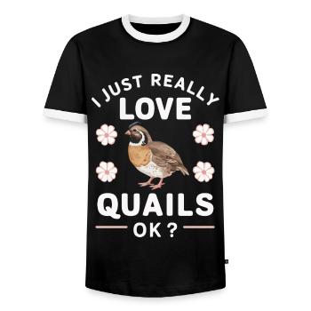 Quail Bird Quails - Men's Ringer Shirt - black/white - Front - AI Model Female 172 light (172cm) & AI Model Male 178 light (178cm)