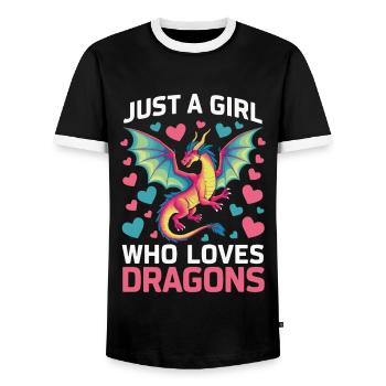 Dragon Mystic Dragon Fantasy - Men's Ringer Shirt - black/white - Front - AI Model Female 172 light (172cm) & AI Model Male 178 light (178cm)