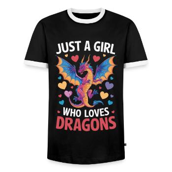 Dragon Mystic Dragon Fantasy - Men's Ringer Shirt - black/white - Front - AI Model Female 172 light (172cm) & AI Model Male 178 light (178cm)