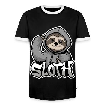 paresseux Hip-Hop Style urbain Drôle d’animal - T-shirt contrasté Homme - noir/blanc - Devant - AI Model Female 172 light (172cm) & AI Model Male 178 light (178cm)