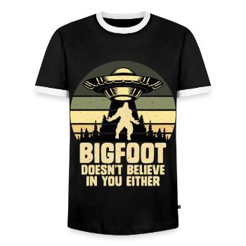 UFO-Bigfoot Yeti Sasquatch - Männer Kontrast-T-Shirt - Schwarz/Weiß - Vorne - AI Model Female 172 light (172cm) & AI Model Male 178 light (178cm)