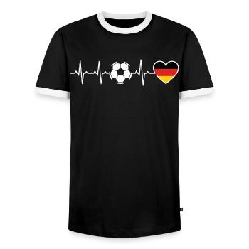 Herzschlag Deutschland – Fußball Power Design - Männer Kontrast-T-Shirt - Schwarz/Weiß - Vorne - AI Model Female 172 light (172cm) & AI Model Male 178 light (178cm)