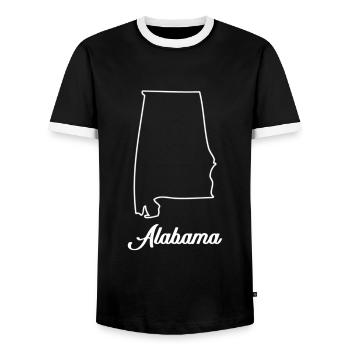 Alabama map - Men's Ringer Shirt - black/white - Front - AI Model Female 172 light (172cm) & AI Model Male 178 light (178cm)