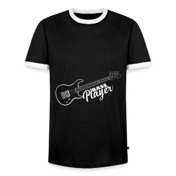 Bass Player - Play some Guitar - Play some Bass - Männer Kontrast-T-Shirt - Schwarz/Weiß - Vorne - AI Model Female 172 light (172cm) & AI Model Male 178 light (178cm)