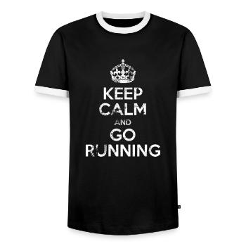 Tolles Laufshirt - Keep Calm and Go Running - Männer Kontrast-T-Shirt - Schwarz/Weiß - Vorne - AI Model Female 172 light (172cm) & AI Model Male 178 light (178cm)