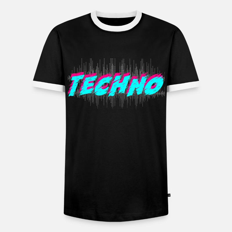 Techno - Männer Kontrast-T-Shirt - Schwarz/Weiß
