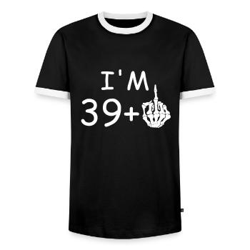 Ich bin 40 - Lustiges Geschenk zum 40. Geburtstag - Männer Kontrast-T-Shirt - Schwarz/Weiß - Vorne - AI Model Female 172 light (172cm) & AI Model Male 178 light (178cm)