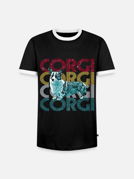 Corgi - Männer Kontrast-T-Shirt - Schwarz/Weiß