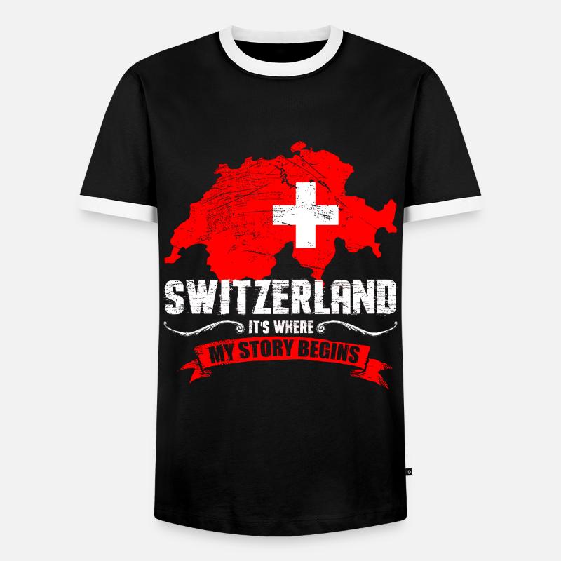Schweizer - Männer Kontrast-T-Shirt - Schwarz/Weiß