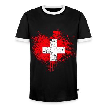 Suisse Drapeau - T-shirt contrasté Homme - noir/blanc - Devant - AI Model Female 172 light (172cm) & AI Model Male 178 light (178cm)