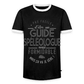 cadeau guide spéléologue formidable métier guide - T-shirt contrasté Homme - noir/blanc - Devant - AI Model Female 172 light (172cm) & AI Model Male 178 light (178cm)