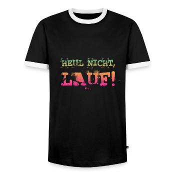 Heul nicht, Lauf! - Laufen, Joggen, Sport, Rennen - Männer Kontrast-T-Shirt - Schwarz/Weiß - Vorne - AI Model Female 172 light (172cm) & AI Model Male 178 light (178cm)