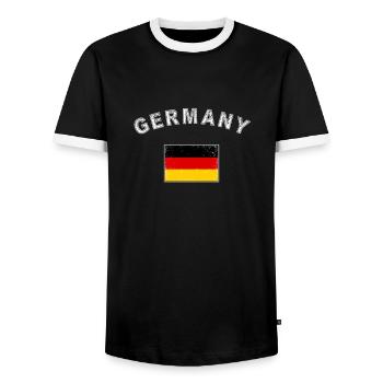 Deutschland deutsch Flagge Fahne - Männer Kontrast-T-Shirt - Schwarz/Weiß - Vorne - AI Model Female 172 light (172cm) & AI Model Male 178 light (178cm)