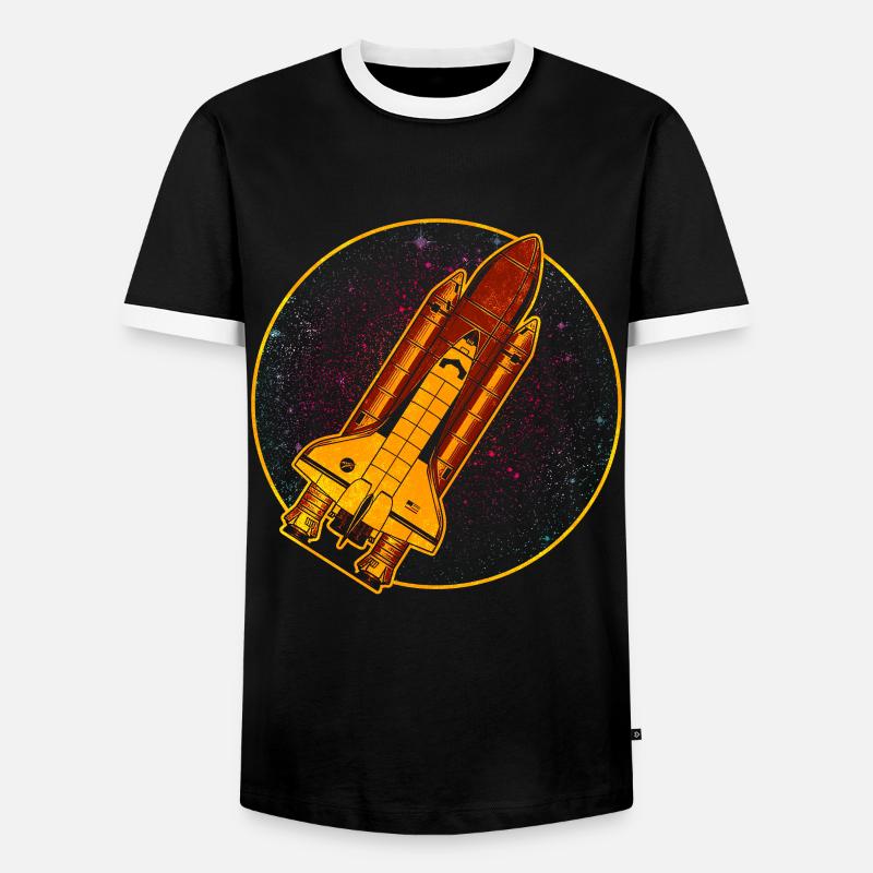 Space Shuttle Rocket Spaceship - Men's Ringer Shirt - black/white