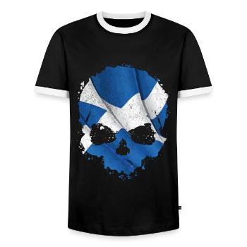 Scotland Flag Skull - Men's Ringer Shirt - black/white - Front - AI Model Female 172 light (172cm) & AI Model Male 178 light (178cm)