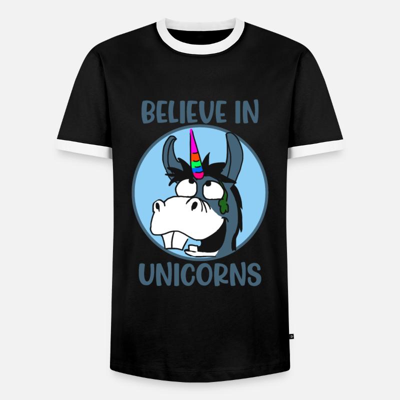 Glaube Einhorn Einhörner - Männer Kontrast-T-Shirt - Schwarz/Weiß