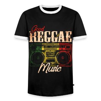 Musique Reggae - T-shirt contrasté Homme - noir/blanc - Devant - AI Model Female 172 light (172cm) & AI Model Male 178 light (178cm)