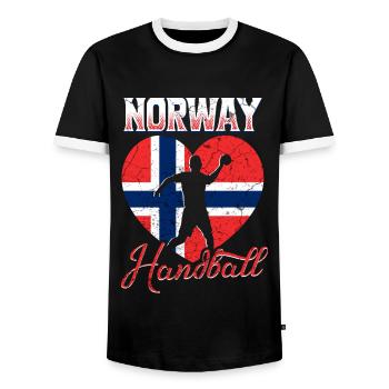 Norvège Handball - T-shirt contrasté Homme - noir/blanc - Devant - AI Model Female 172 light (172cm) & AI Model Male 178 light (178cm)