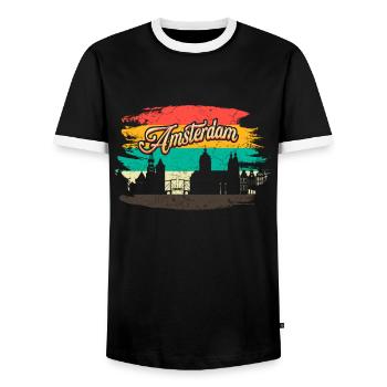 Amsterdam - T-shirt contrasté Homme - noir/blanc - Devant - AI Model Female 172 light (172cm) & AI Model Male 178 light (178cm)