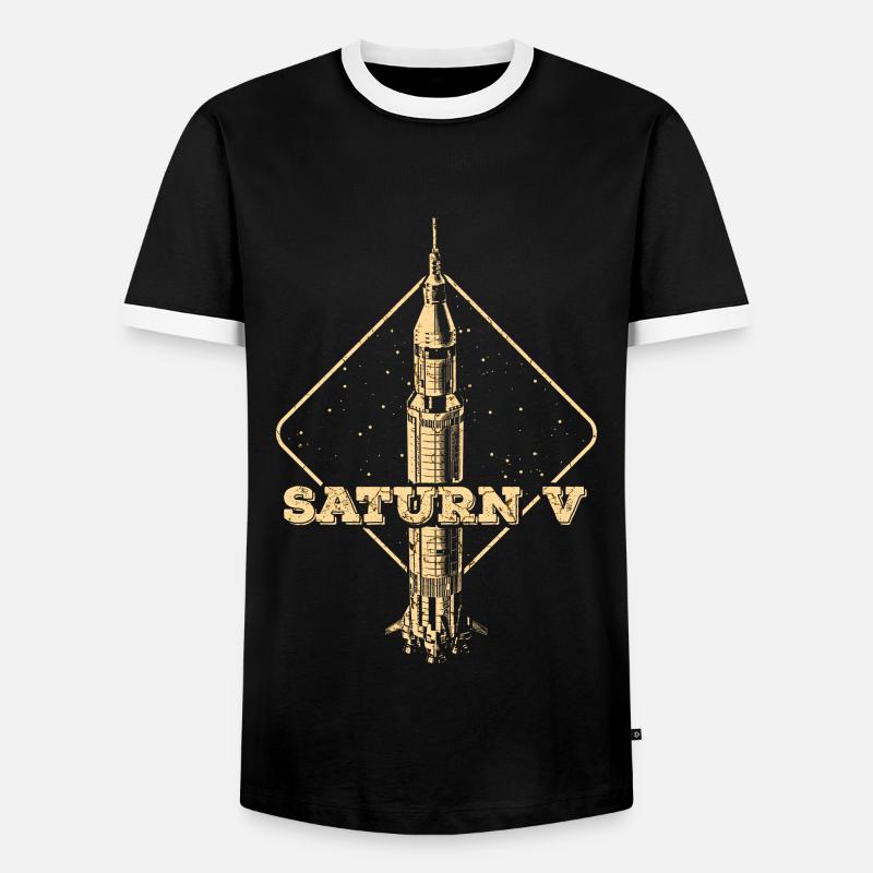 Saturn V Rocket - Men's Ringer Shirt - black/white