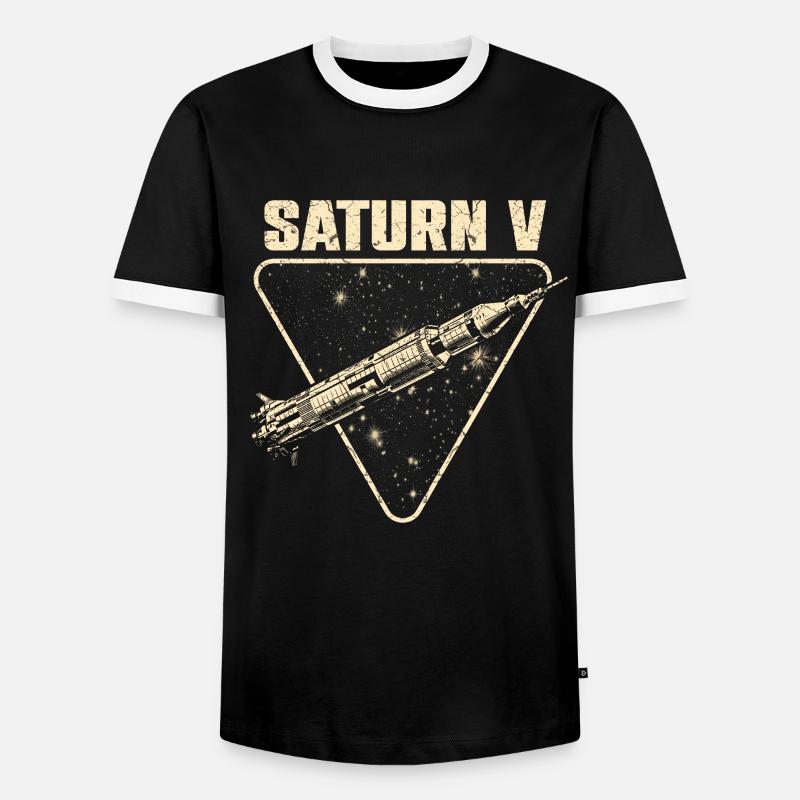 Saturn V Rocket - Men's Ringer Shirt - black/white