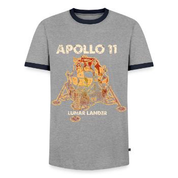 Apollo Lunar Module - Men's Ringer Shirt - grey/navy  - Front - AI Model Female 172 light (172cm) & AI Model Male 178 light (178cm)