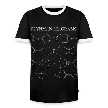 Feynman Diagrams Quantum Mechanics Physics - Men's Ringer Shirt - black/white - Front - AI Model Female 172 light (172cm) & AI Model Male 178 light (178cm)