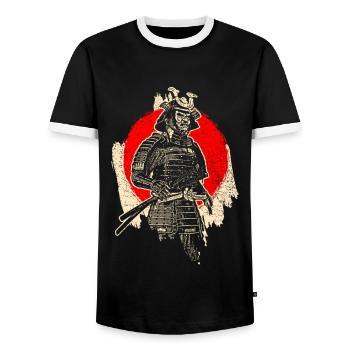samouraï - T-shirt contrasté Homme - noir/blanc - Devant - AI Model Female 172 light (172cm) & AI Model Male 178 light (178cm)