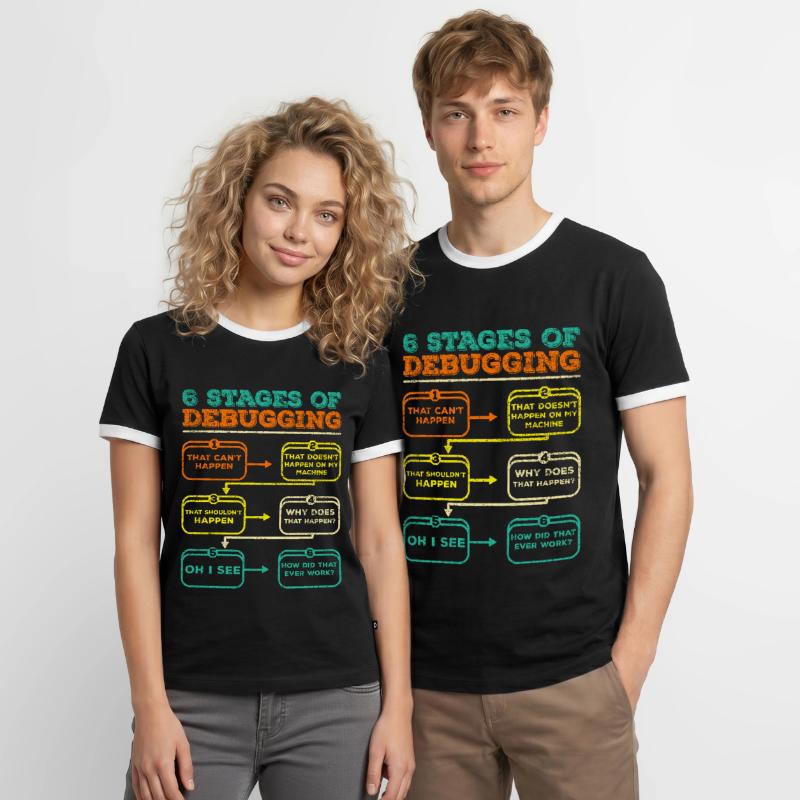 Débogage du code du programmeur Funny T-shirt contrasté Homme