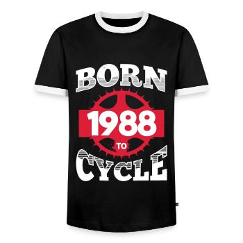 Né en 1988 pour vélo anniversaire roue de vélo - T-shirt contrasté Homme - noir/blanc - Devant - AI Model Female 172 light (172cm) & AI Model Male 178 light (178cm)