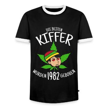 Die besten Kiffer wurden 1982 geboren / Cannabis - Männer Kontrast-T-Shirt - Schwarz/Weiß - Vorne - AI Model Female 172 light (172cm) & AI Model Male 178 light (178cm)