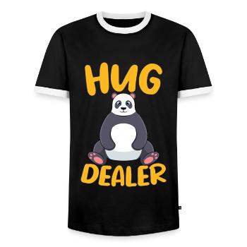 Panda Hug Dealer / Umarmung Freundschaft Design - Männer Kontrast-T-Shirt - Schwarz/Weiß - Vorne - AI Model Female 172 light (172cm) & AI Model Male 178 light (178cm)