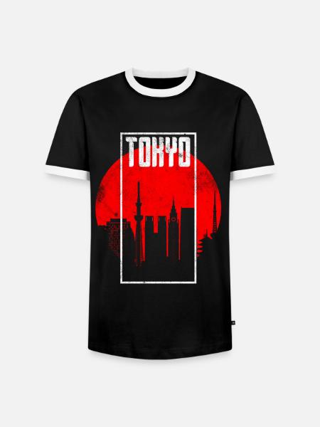 Tokio Japan Skyline - Männer Kontrast-T-Shirt - Schwarz/Weiß