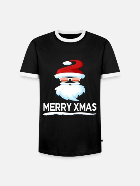 weihnachtsmann merry xmas grinsen - Männer Kontrast-T-Shirt - Schwarz/Weiß