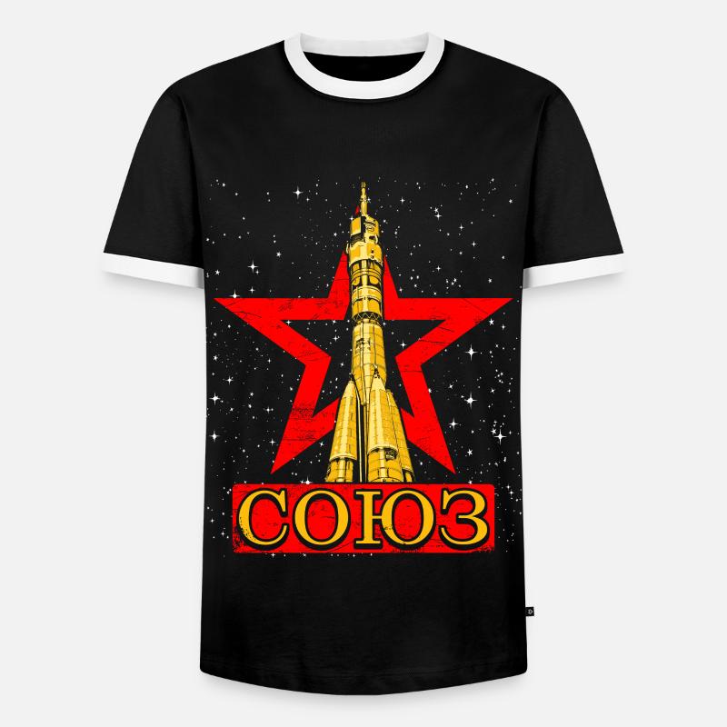 Soviet Soyuz rocket - Men's Ringer Shirt - black/white