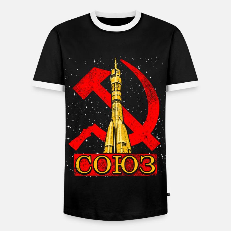 Soyuz rocket Soviet Union - Men's Ringer Shirt - black/white