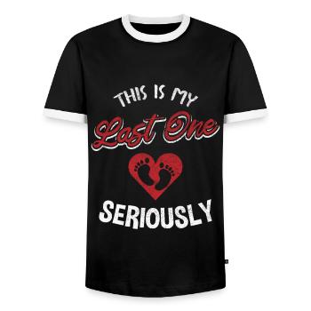 This Is My Last One Seriously / Pregnancy - Men's Ringer Shirt - black/white - Front - AI Model Female 172 light (172cm) & AI Model Male 178 light (178cm)