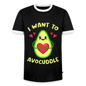 I want to avocuddle / Motif for avocado fans - Men's Ringer Shirt - black/white - Front - AI Model Female 172 light (172cm) & AI Model Male 178 light (178cm)