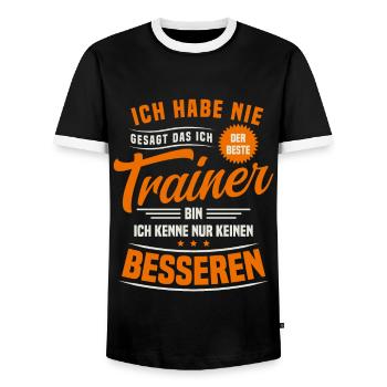 Ich kenne keinen besseren Trainer / Sport Coach - Männer Kontrast-T-Shirt - Schwarz/Weiß - Vorne - AI Model Female 172 light (172cm) & AI Model Male 178 light (178cm)