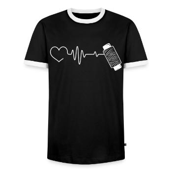 Seamstress Sewing Seamstress - Men's Ringer Shirt - black/white - Front - AI Model Female 172 light (172cm) & AI Model Male 178 light (178cm)