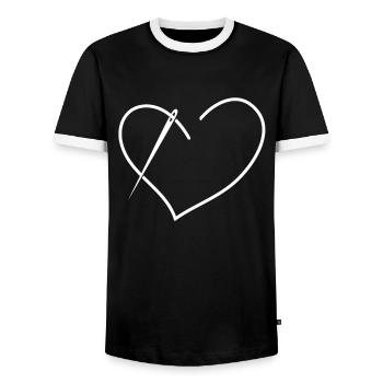 Seamstress Sewing Seamstress - Men's Ringer Shirt - black/white - Front - AI Model Female 172 light (172cm) & AI Model Male 178 light (178cm)