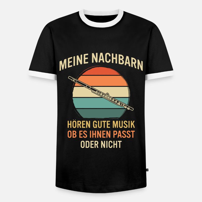 Querflöte Querflötenspieler Querflötist - Männer Kontrast-T-Shirt - Schwarz/Weiß