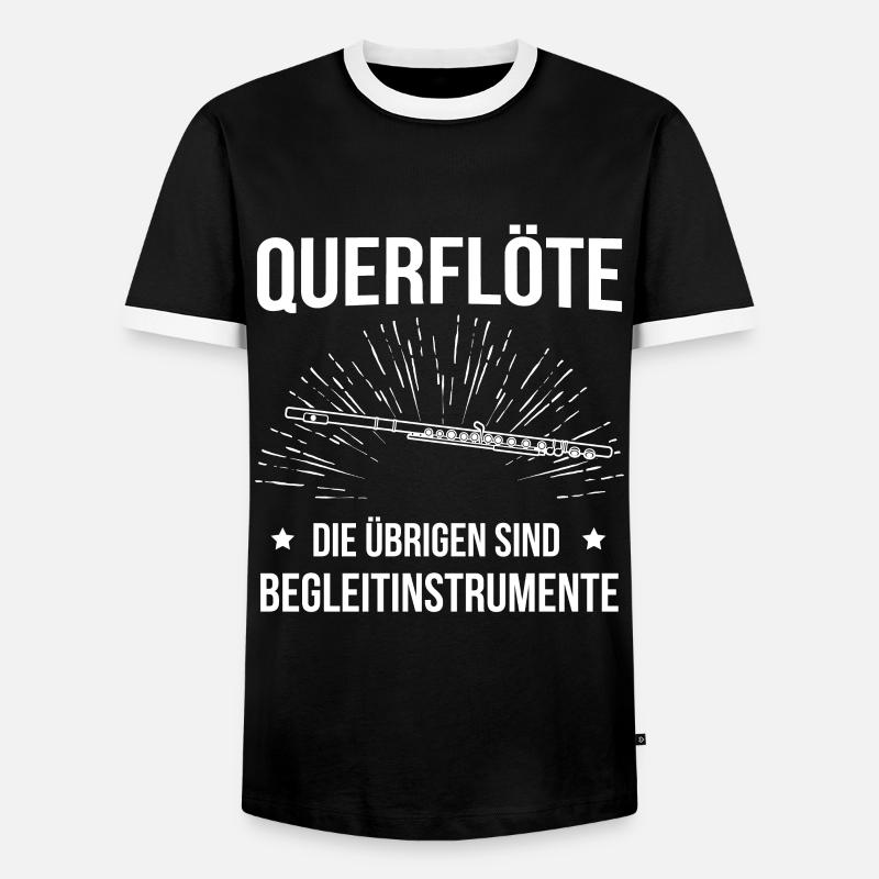 Querflöte Querflötenspieler Querflötist - Männer Kontrast-T-Shirt - Schwarz/Weiß