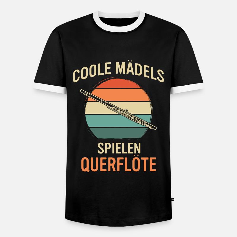 Querflöte Querflötenspieler Querflötist - Männer Kontrast-T-Shirt - Schwarz/Weiß
