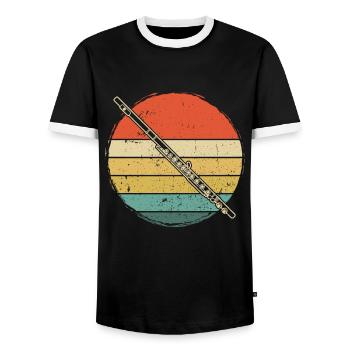 Flute Flute player Flutist - Men's Ringer Shirt - black/white - Front - AI Model Female 172 light (172cm) & AI Model Male 178 light (178cm)