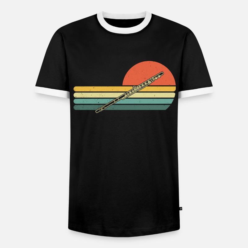 Querflöte Querflötenspieler Querflötist - Männer Kontrast-T-Shirt - Schwarz/Weiß