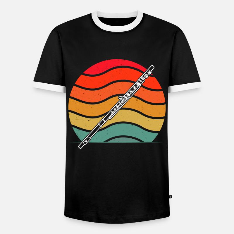 Querflöte Querflötenspieler Querflötist - Männer Kontrast-T-Shirt - Schwarz/Weiß