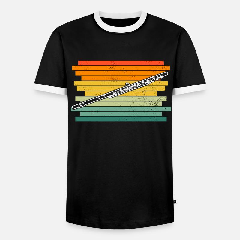 Querflöte Querflötenspieler Querflötist - Männer Kontrast-T-Shirt - Schwarz/Weiß